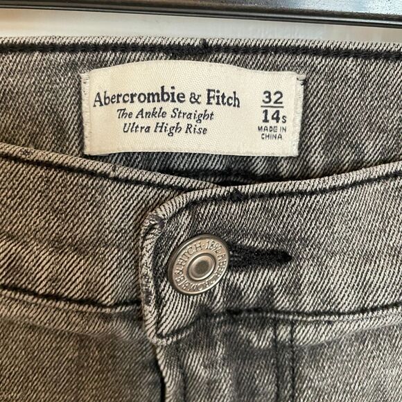 Abercrombie & Fitch The Ankle Straight Ultra High Rise Grey Sz 32S Grunge - Picture 4 of 6